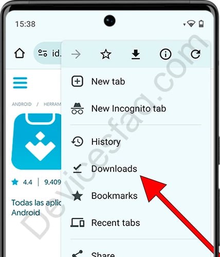 Step 2: Open browser menu and tap Downloads